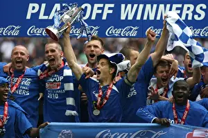 Millwall V Swindon League One Play-off Final Prints: Millwall FC: Triumph at Wembley - The Unforgettable Celebration with Captain Paul Robinson