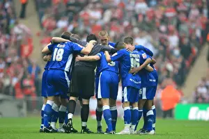 Millwall V Swindon League One Play-off Final Prints: Millwall and Swindon Town Team Huddle before Wembley Stadium Play-Off Final in Football League One