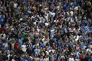 Millwall V Swindon League One Play-off Final Prints: Millwall vs Swindon Town: The Fans Epic Battle in Football League One Play-Off Final at Wembley Stadium