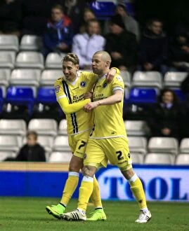 Sky Bet League Championship - Birmingham City v Millwall - St. Andrew's Collection: Millwall's Alan Dunne and Lee Martin: Celebrating the Opening Goal Against Birmingham City