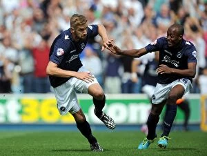 Images Dated 9th August 2014: Millwall's Beevers Scores Opener Against Leeds United in Sky Bet Championship