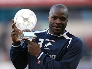 Images Dated 30th April 2013: Millwall's Danny Shittu Receives Player of the Season Award Before Millwall vs