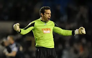 Millwall's David Forde Celebrates Championship Win Over Watford at The Den