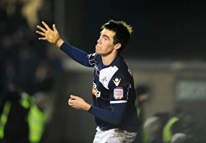 Images Dated 25th January 2013: Millwall's John Marquis Celebrates Second Goal Against Aston Villa in FA Cup Fourth Round at The Den