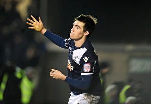 Millwall's John Marquis Celebrates Second Goal Against Aston Villa in FA Cup Fourth Round at The Den