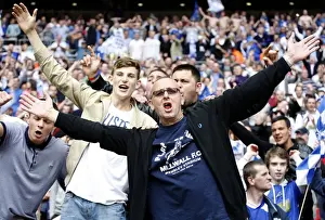 Millwall V Swindon League One Play-off Final Prints: Millwall's Play-Off Triumph: The Euphoria of The Fans in Wembley Stadium