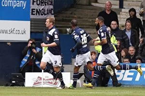 Images Dated 16th February 2013: Millwall's Rob Hulse Celebrates Second Goal in FA Cup Fifth Round Upset at Luton Town