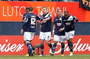 Images Dated 16th February 2013: Millwall's Rob Hulse Scores Second Goal, Celebrates with Team-mates in FA Cup Fifth Round Clash vs