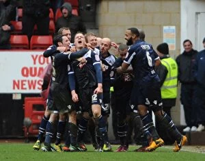 Images Dated 16th March 2013: Millwall's Shane Lowry Celebrates Double at The Valley vs Charlton Athletic