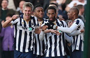 Millwall's Shaun Cummings Celebrates Opening Goal vs Leicester City in Emirates FA Cup Fifth Round