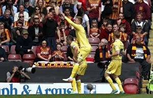 Sky Bet League One - Bradford City v Millwall - Play Off - First Leg - Coral Windows Stadium Collection: Millwall's Steve Morison and Byron Webster Celebrate Second Goal in Sky Bet League One Play-Off