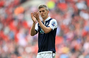 Millwall's Steve Morison Celebrates Play-Off Victory at Wembley Stadium