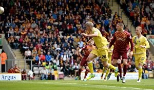Images Dated 15th May 2016: Millwall's Steve Morison Scores in Play-Off First Leg Against Bradford City (Sky Bet League One)