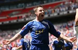 Neil Harris Celebrates Millwall's Second Goal in Football League One Play-Off Final at Wembley Stadium Against Scunthorpe United